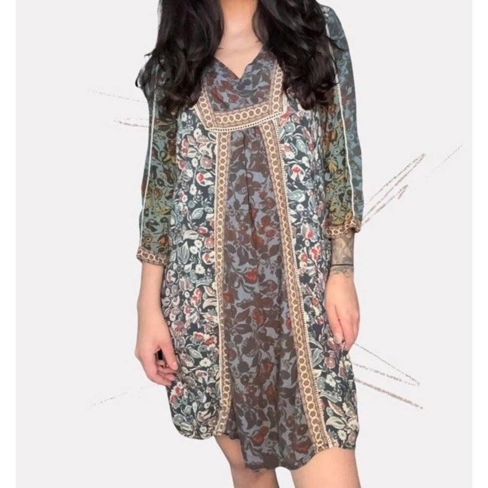 Sundance Floral Printed Dress With Long Sleeves Size Small